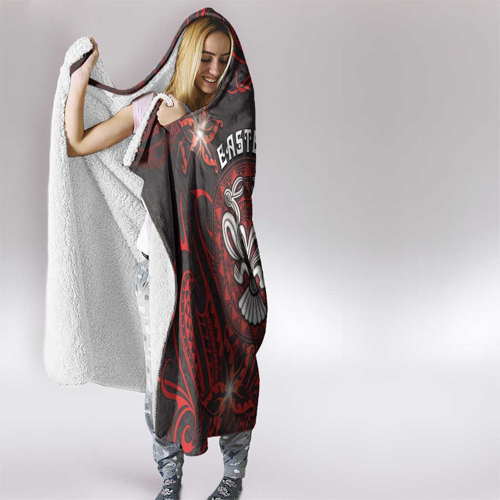 Easter Island Hooded Blanket Hibiscus Polynesian Tribal Pattern