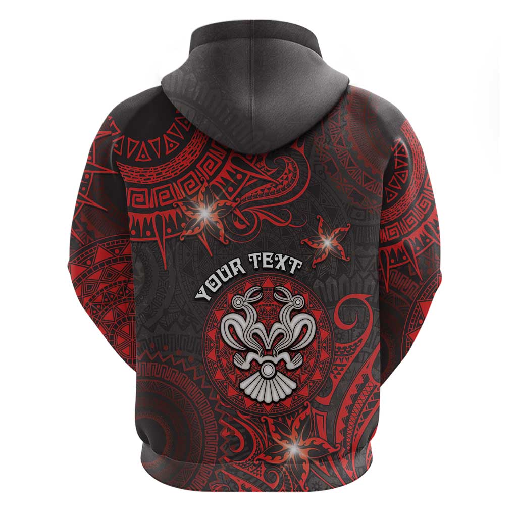 Personalised Easter Island Hoodie Hibiscus Polynesian Tribal Pattern