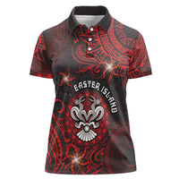 Personalised Easter Island Women Polo Shirt Hibiscus Polynesian Tribal Pattern