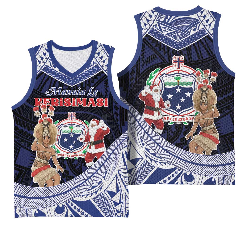 Samoa Christmas Basketball Jersey Samoan Siva Dance With Santa DT05 - Polynesian Pride