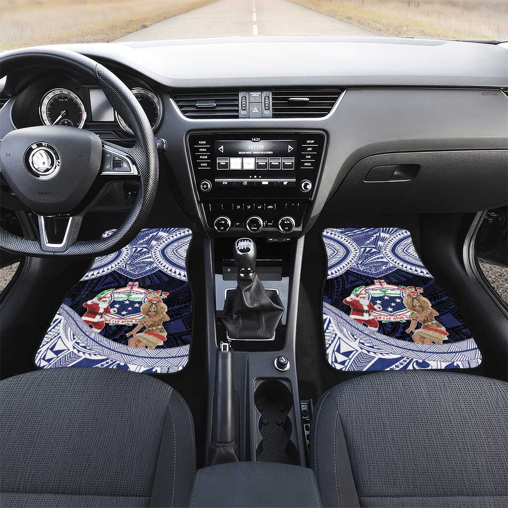 Samoa Christmas Car Mats Samoan Siva Dance With Santa - Polynesian Pride