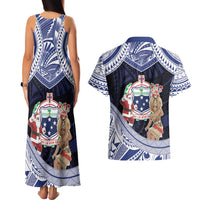 Samoa Christmas Couples Matching Tank Maxi Dress and Hawaiian Shirt Samoan Siva Dance With Santa DT05 - Polynesian Pride