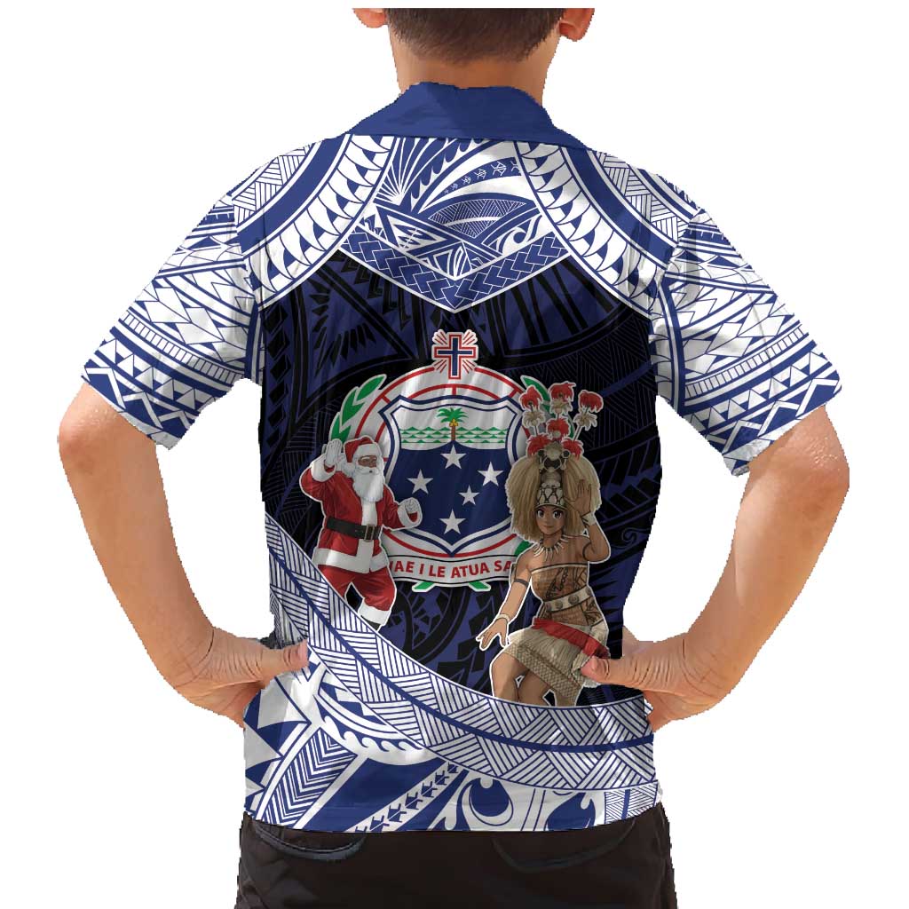 Samoa Christmas Family Matching Mermaid Dress and Hawaiian Shirt Samoan Siva Dance With Santa DT05 - Polynesian Pride