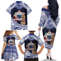 Samoa Christmas Family Matching Off The Shoulder Long Sleeve Dress and Hawaiian Shirt Samoan Siva Dance With Santa DT05 - Polynesian Pride
