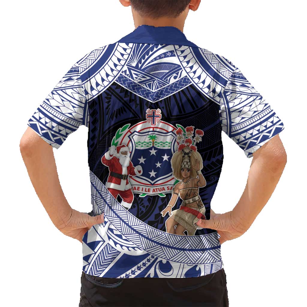 Samoa Christmas Family Matching Puletasi and Hawaiian Shirt Samoan Siva Dance With Santa DT05 - Polynesian Pride