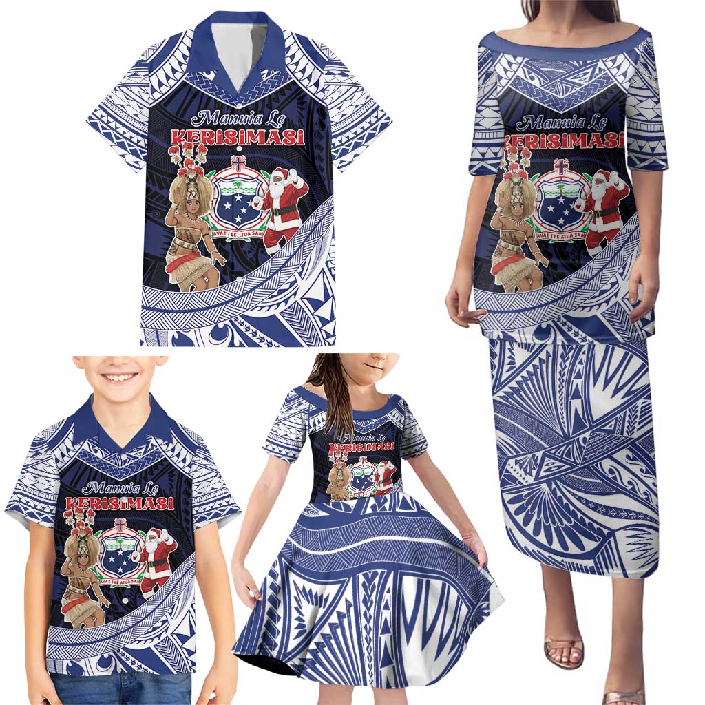 Samoa Christmas Family Matching Puletasi and Hawaiian Shirt Samoan Siva Dance With Santa DT05 - Polynesian Pride