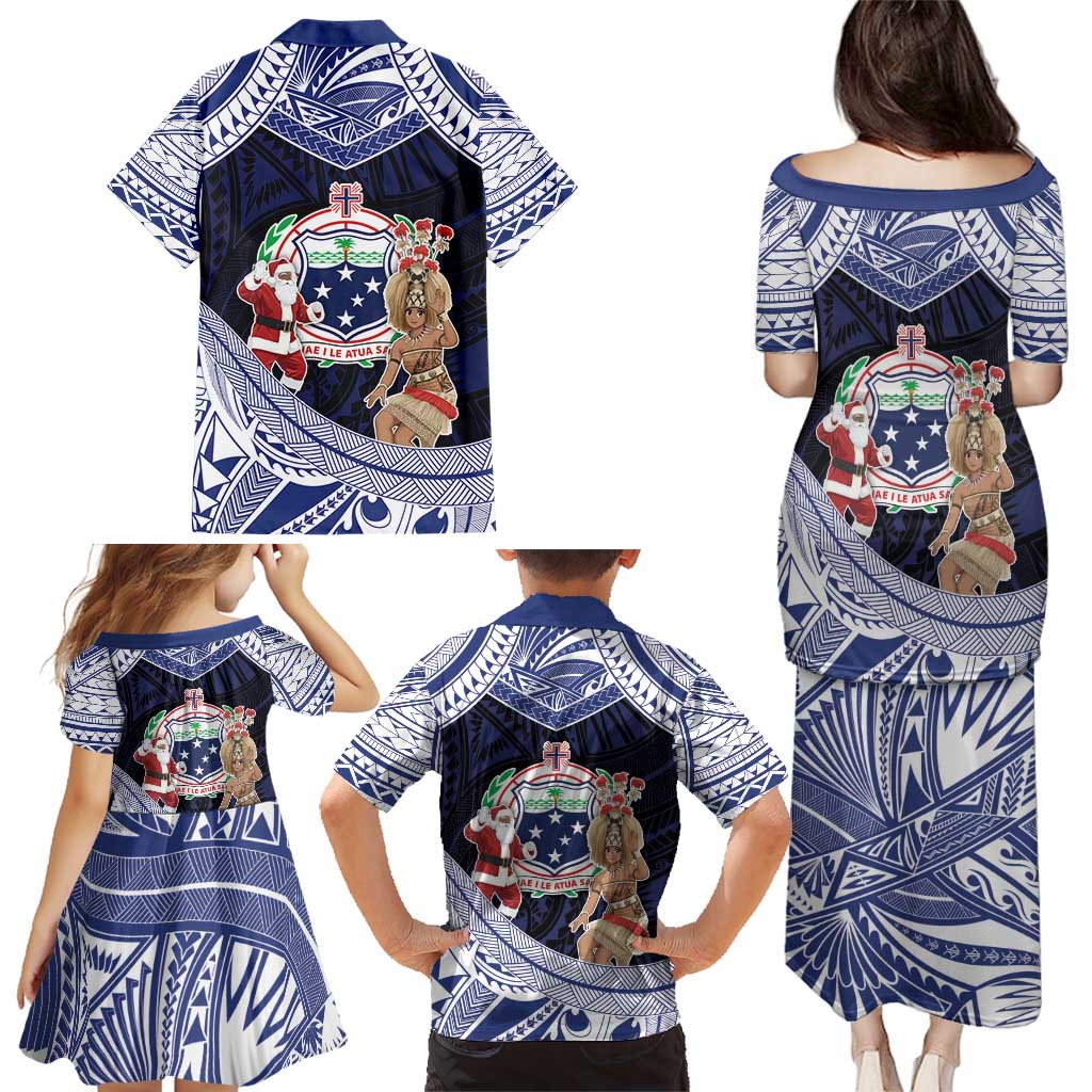 Samoa Christmas Family Matching Puletasi and Hawaiian Shirt Samoan Siva Dance With Santa DT05 - Polynesian Pride