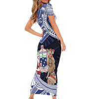 Samoa Christmas Family Matching Short Sleeve Bodycon Dress and Hawaiian Shirt Samoan Siva Dance With Santa DT05 - Polynesian Pride
