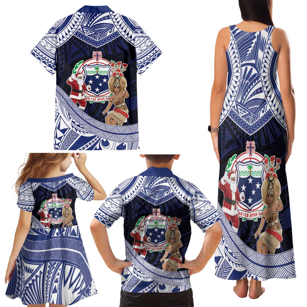 Samoa Christmas Family Matching Tank Maxi Dress and Hawaiian Shirt Samoan Siva Dance With Santa DT05 - Polynesian Pride