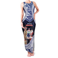 Samoa Christmas Family Matching Tank Maxi Dress and Hawaiian Shirt Samoan Siva Dance With Santa DT05 Mom's Dress Navy - Polynesian Pride