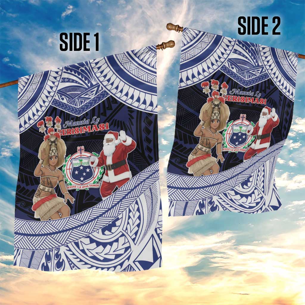 Samoa Christmas Garden Flag Samoan Siva Dance With Santa - Polynesian Pride