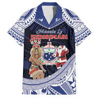 Samoa Christmas Hawaiian Shirt Samoan Siva Dance With Santa DT05 Navy - Polynesian Pride