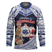 Samoa Christmas Hockey Jersey Samoan Siva Dance With Santa DT05 Unisex Navy - Polynesian Pride