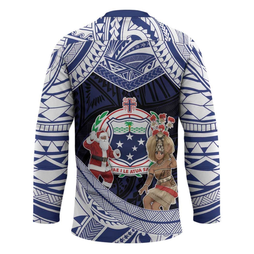 Samoa Christmas Hockey Jersey Samoan Siva Dance With Santa DT05 - Polynesian Pride