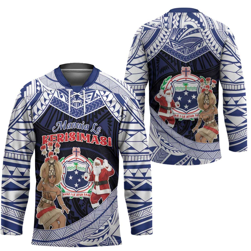 Samoa Christmas Hockey Jersey Samoan Siva Dance With Santa DT05 - Polynesian Pride