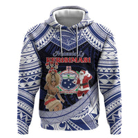 Samoa Christmas Hoodie Samoan Siva Dance With Santa DT05 Pullover Hoodie Navy - Polynesian Pride