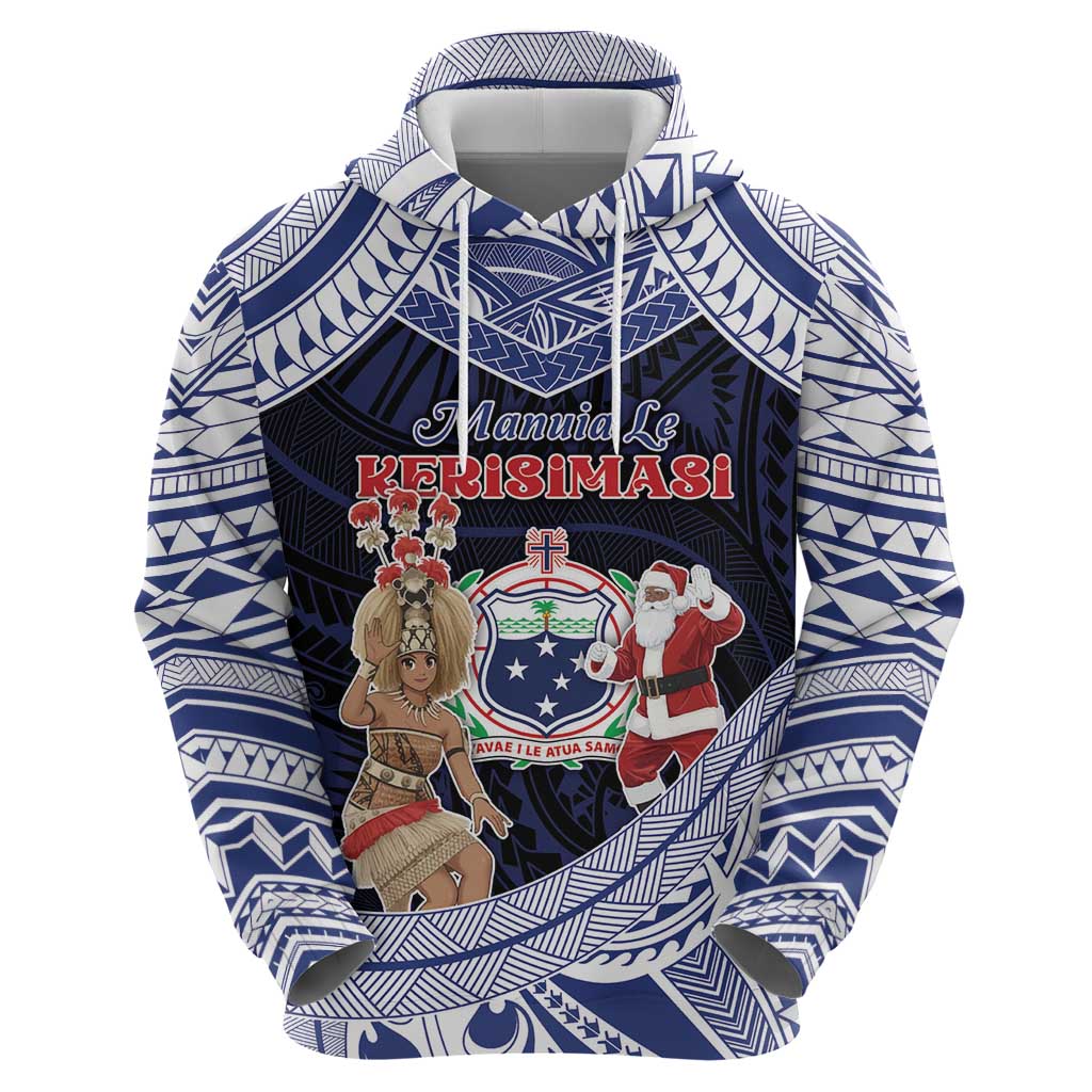 Samoa Christmas Hoodie Samoan Siva Dance With Santa DT05 - Polynesian Pride