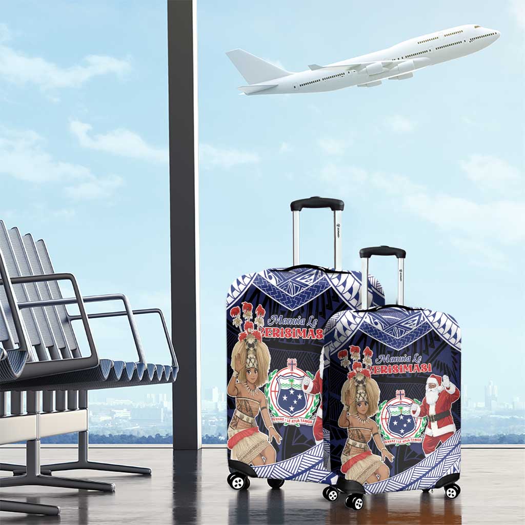 Samoa Christmas Luggage Cover Samoan Siva Dance With Santa - Polynesian Pride