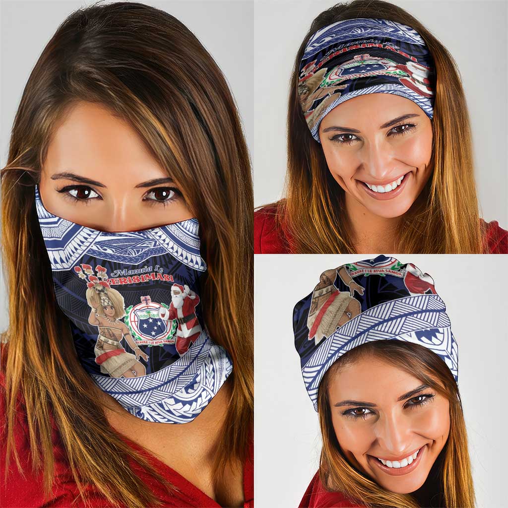 Samoa Christmas Neck Gaiter Samoan Siva Dance With Santa - Polynesian Pride