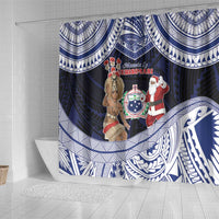 Samoa Christmas Shower Curtain Samoan Siva Dance With Santa DT05 - Polynesian Pride