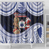 Samoa Christmas Shower Curtain Samoan Siva Dance With Santa DT05 - Polynesian Pride