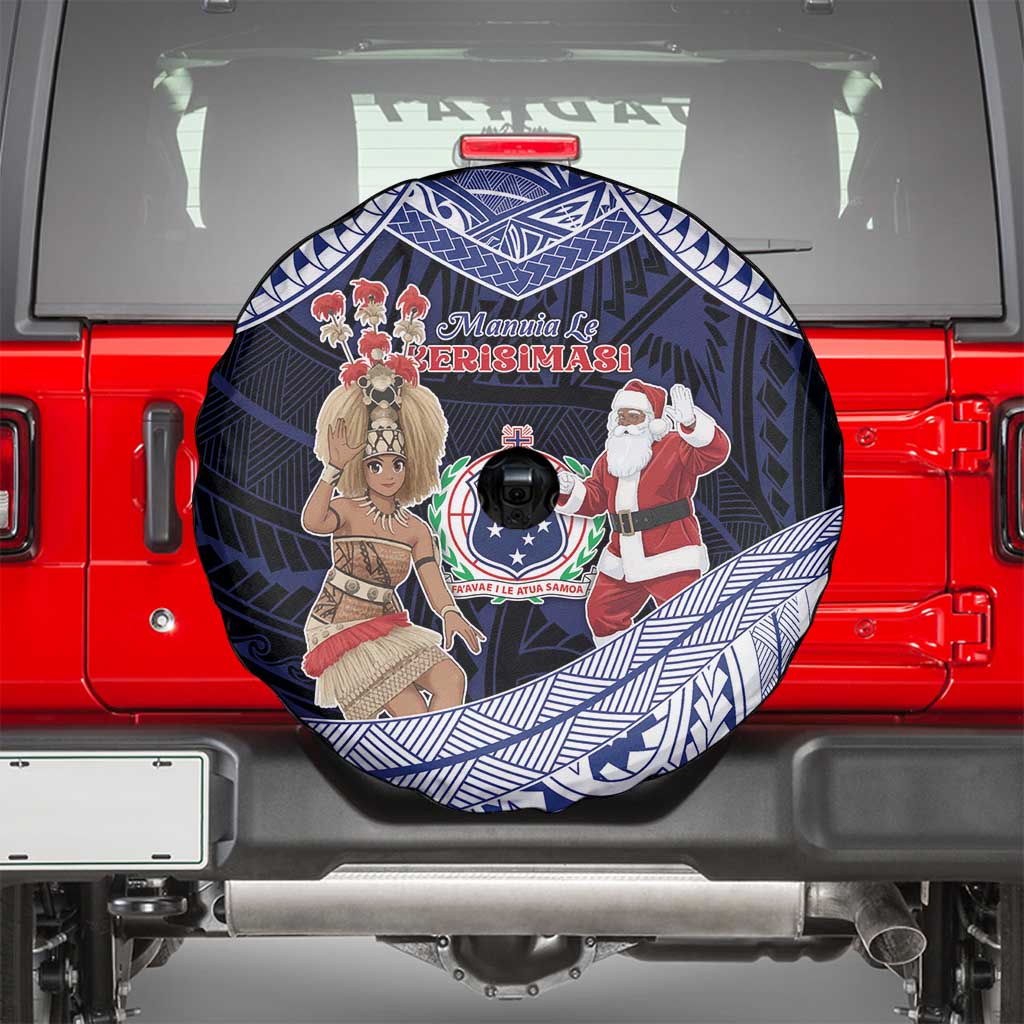Samoa Christmas Spare Tire Cover Samoan Siva Dance With Santa - Polynesian Pride