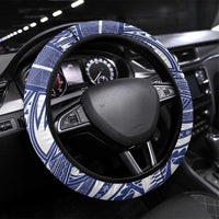 Samoa Christmas Steering Wheel Cover Samoan Siva Dance With Santa DT05 Universal Fit Navy - Polynesian Pride
