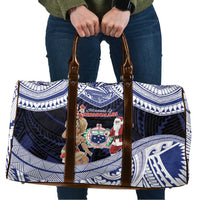 Samoa Christmas Travel Bag Samoan Siva Dance With Santa DT05 Navy - Polynesian Pride