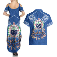 Toa Samoa Couples Matching Summer Maxi Dress and Hawaiian Shirt Samoan Warrior Spirit Rugby - Polynesian Pride