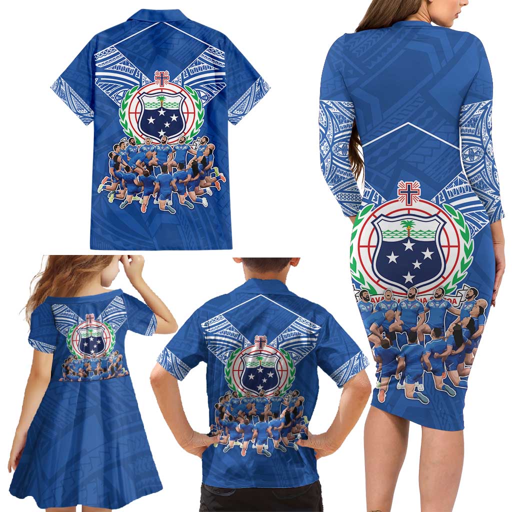 Toa Samoa Family Matching Long Sleeve Bodycon Dress and Hawaiian Shirt Samoan Warrior Spirit Rugby DT05 - Polynesian Pride