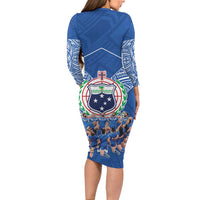 Toa Samoa Family Matching Long Sleeve Bodycon Dress and Hawaiian Shirt Samoan Warrior Spirit Rugby DT05 - Polynesian Pride