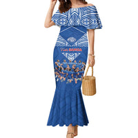 Toa Samoa Family Matching Mermaid Dress and Hawaiian Shirt Samoan Warrior Spirit Rugby DT05 Mom's Dress Blue - Polynesian Pride