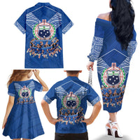 Toa Samoa Family Matching Off The Shoulder Long Sleeve Dress and Hawaiian Shirt Samoan Warrior Spirit Rugby DT05 - Polynesian Pride