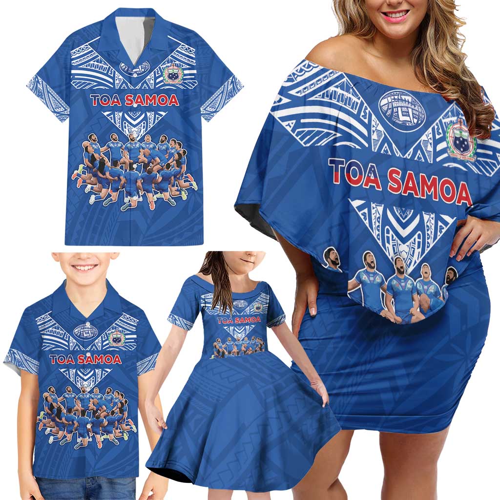 Toa Samoa Family Matching Off Shoulder Short Dress and Hawaiian Shirt Samoan Warrior Spirit Rugby DT05 - Polynesian Pride