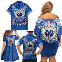 Toa Samoa Family Matching Off Shoulder Short Dress and Hawaiian Shirt Samoan Warrior Spirit Rugby DT05 - Polynesian Pride