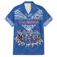 Toa Samoa Family Matching Summer Maxi Dress and Hawaiian Shirt Samoan Warrior Spirit Rugby DT05 Dad's Shirt - Short Sleeve Blue - Polynesian Pride