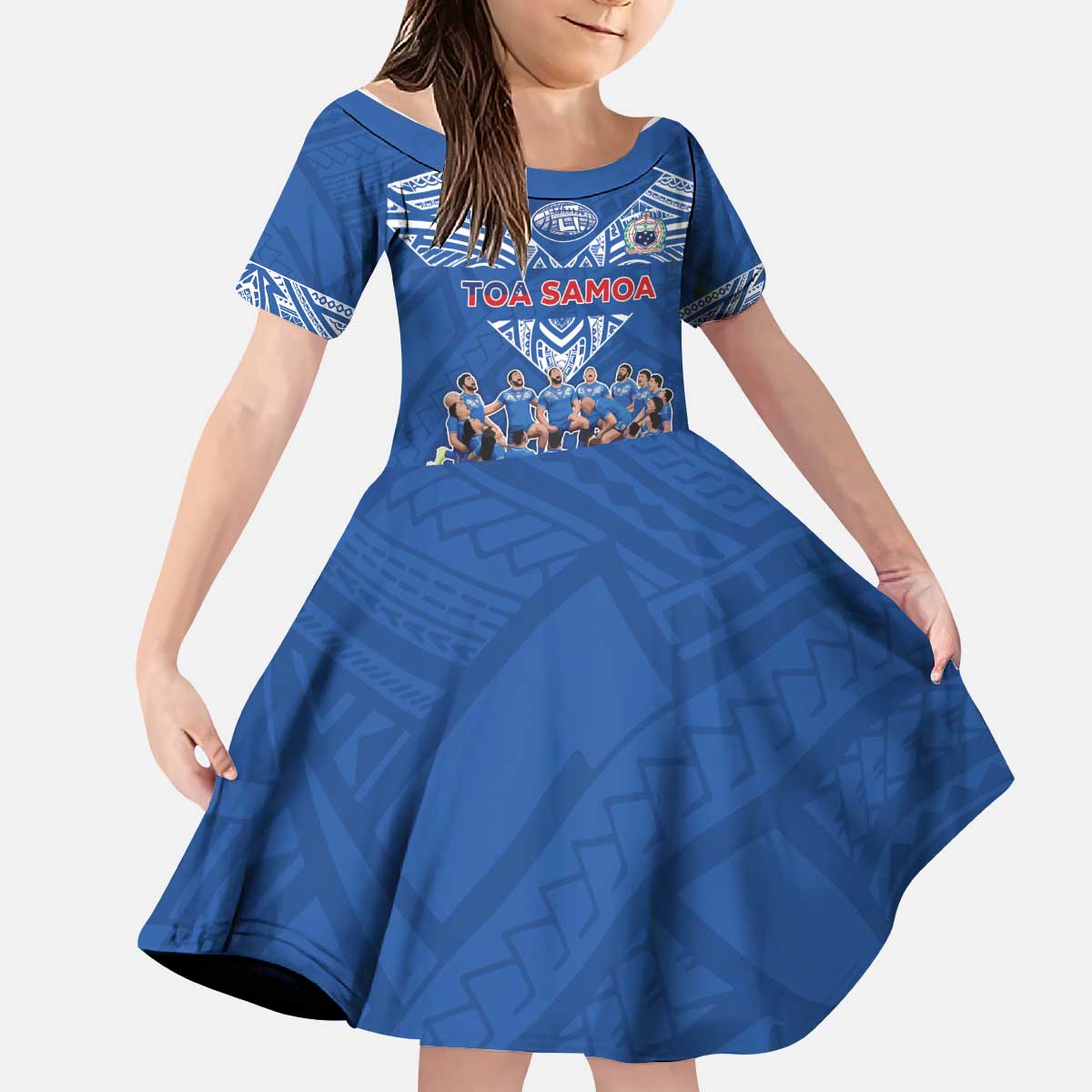 Toa Samoa Kid Short Sleeve Dress Samoan Warrior Spirit Rugby - Polynesian Pride