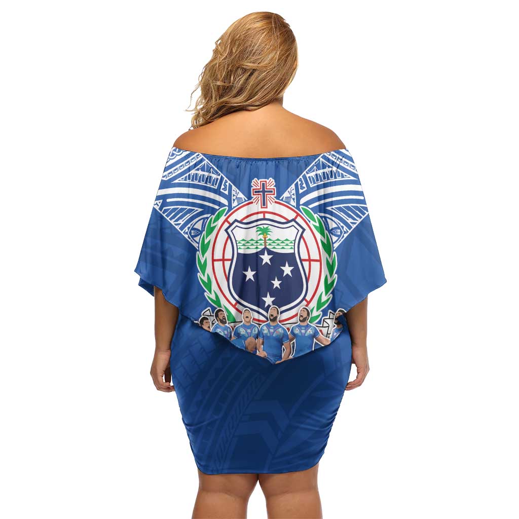 Toa Samoa Off Shoulder Short Dress Samoan Warrior Spirit Rugby DT05 - Polynesian Pride