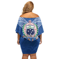 Toa Samoa Off Shoulder Short Dress Samoan Warrior Spirit Rugby DT05 - Polynesian Pride