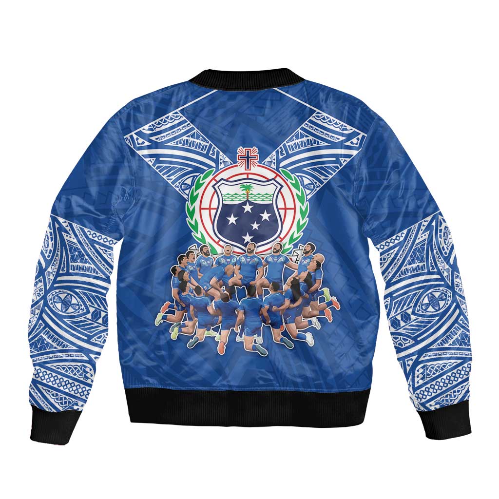 Toa Samoa Sleeve Zip Bomber Jacket Samoan Warrior Spirit Rugby - Polynesian Pride