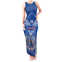 Toa Samoa Tank Maxi Dress Samoan Warrior Spirit Rugby DT05 Women Blue - Polynesian Pride