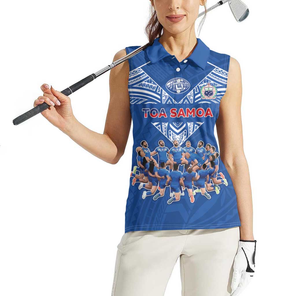 Toa Samoa Women Sleeveless Polo Shirt Samoan Warrior Spirit Rugby - Polynesian Pride