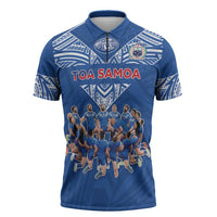 Toa Samoa Zipper Polo Shirt Samoan Warrior Spirit Rugby - Polynesian Pride