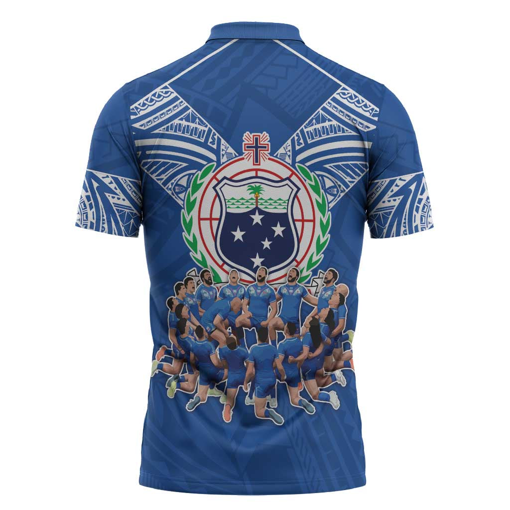 Toa Samoa Zipper Polo Shirt Samoan Warrior Spirit Rugby - Polynesian Pride