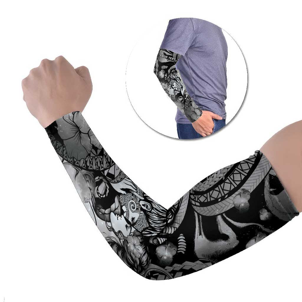 Personalised Maori Romantic Valentine Arm Sleeves The Hongi Kiss Black Galaxy