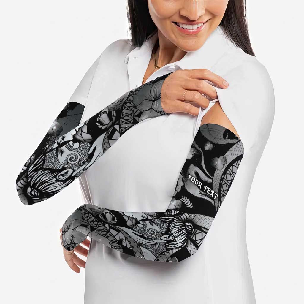 Personalised Maori Romantic Valentine Arm Sleeves The Hongi Kiss Black Galaxy