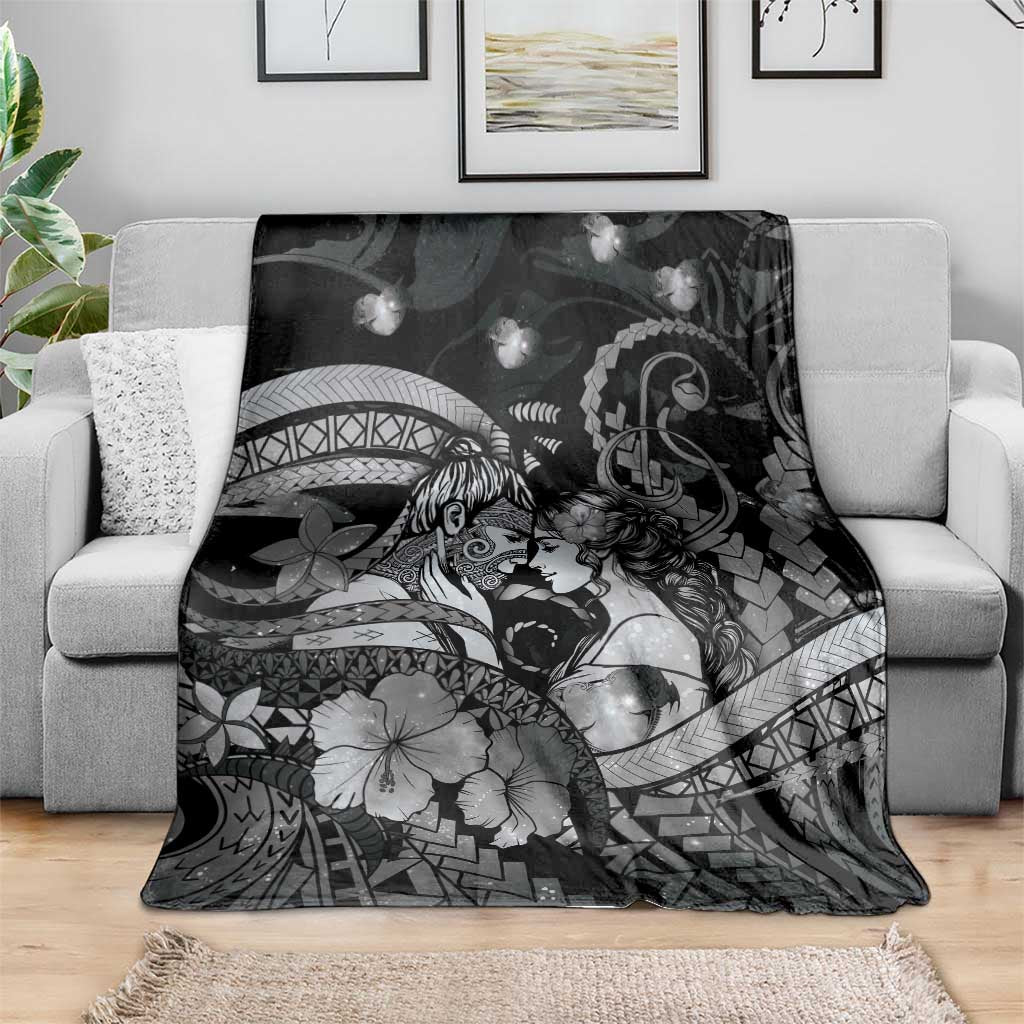 Maori Romantic Valentine Blanket The Hongi Kiss Black Galaxy