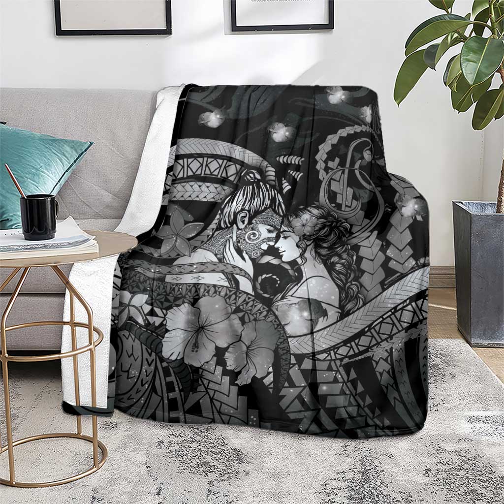 Maori Romantic Valentine Blanket The Hongi Kiss Black Galaxy