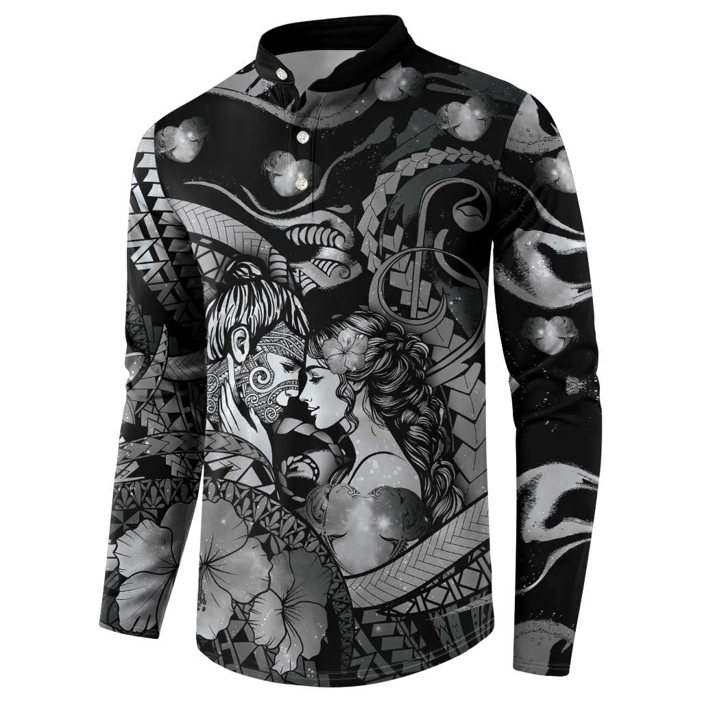 Personalised Maori Romantic Valentine Button Sweatshirt The Hongi Kiss Black Galaxy