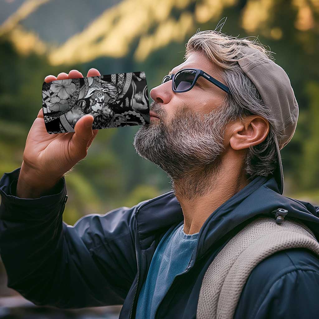 Personalised Maori Romantic Valentine 4 in 1 Can Cooler Tumbler The Hongi Kiss Black Galaxy